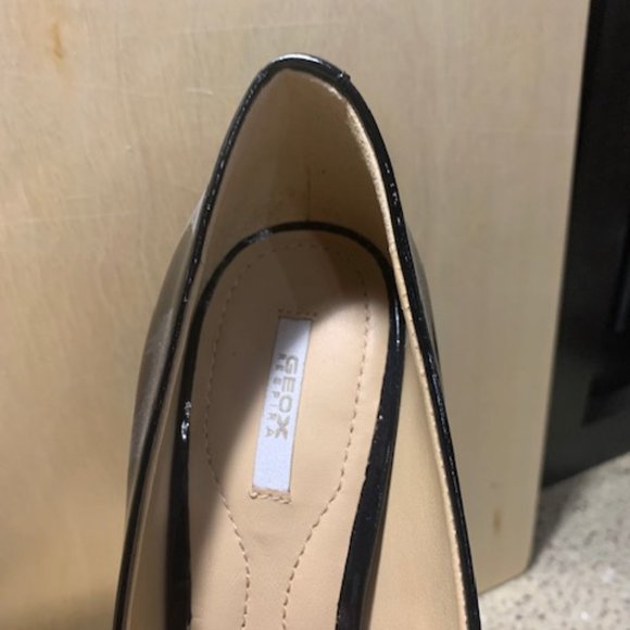 Geox Black Pantent Italian Leather Cork Platform Shoes - Picture 4 of 5